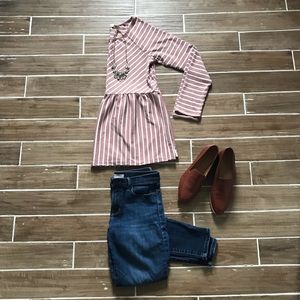 🎉Host Pick🎉 Striped & Chevron Blush Peplum Top